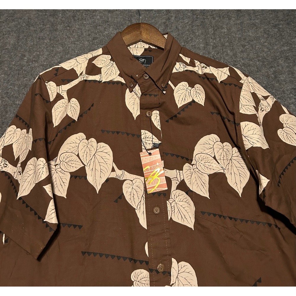 Sig zane desings Hawaiian shirt mens medium new cappuccino champagne aloha